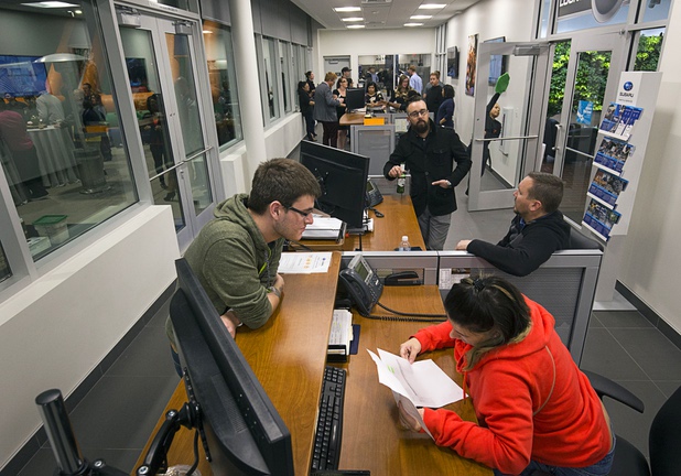 The service desk is shown during a dealership debut for Subaru owners and employees at the new Subaru Las Vegas facility, a two-story building with 65,500 sq. ft. on Roy Horn Way between Rainbow and Jones boulevards, Wednesday, Nov. 29, 2017.