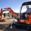 Clark County Commission Chairman Steve Sisolak uses a mini-excavator to break ground during a ceremony for a $34 million Interstate-15 and Starr Avenue interchange project Thursday, Nov. 30, 2017. The interchange, part of a $1.3 billion I-15 South Corridor project, is expected to be completed in May 2019.