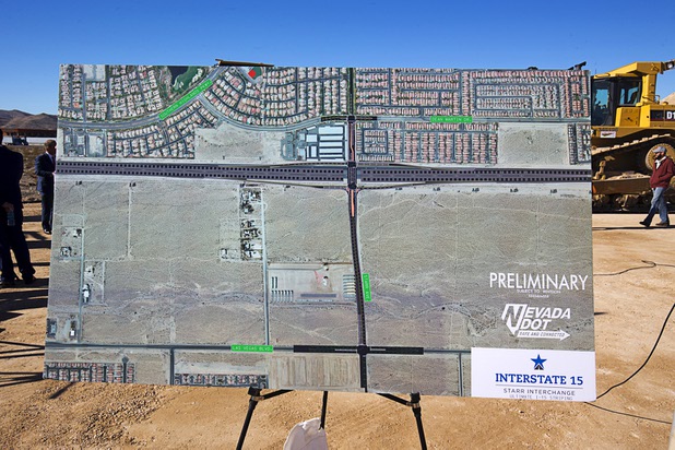 An illustration shows the future Interstate-15 and Starr Avenue interchange during a groundbreaking ceremony Thursday, Nov. 30, 2017. The interchange, part of a $1.3 billion I-15 South Corridor project, is expected to be completed in May 2019.