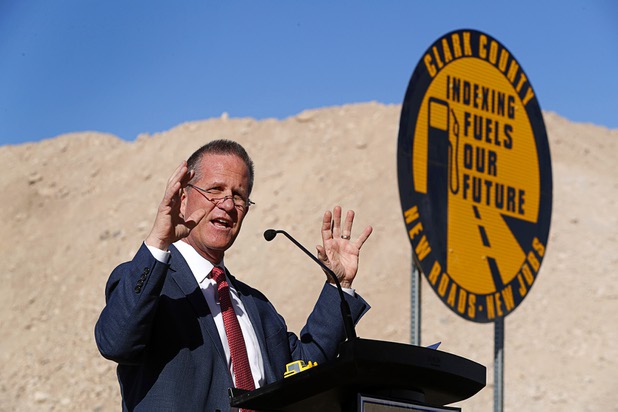 during a groundbreaking ceremony for a $34 million Interstate-15 and Starr Avenue interchange project Thursday, Nov. 30, 2017. The interchange, part of a $1.3 billion I-15 South Corridor project, is expected to be completed in May 2019.