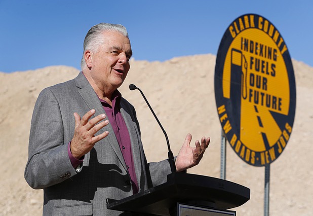 Clark County Commission Chairman Steve Sisolak speaks during a groundbreaking ceremony for a $34 million Interstate-15 and Starr Avenue interchange project Thursday, Nov. 30, 2017. The interchange, part of a $1.3 billion I-15 South Corridor project, is expected to be completed in May 2019.
