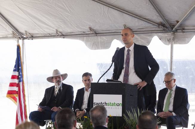 Sam Castor, Executive Vice President of Policy - Switch during a ceremony to celebrate the commissioning of the 179 megawatt Switch Station 1 and 2 Solar Projects, Monday, Dec. 11, 2017.  This is the first-ever project to be built in one of the Bureau of Land Management's Solar Energy Zones.