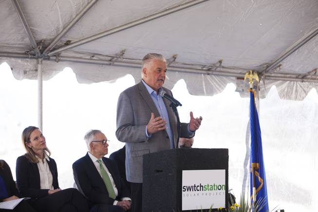 Clark County commissioner Steve Sisolak during a ceremony to celebrate the commissioning of the 179 megawatt Switch Station 1 and 2 Solar Projects, Monday, Dec. 11, 2017.  This is the first-ever project to be built in one of the Bureau of Land Management's Solar Energy Zones.