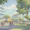 A rendering of Sauvage Real Estate’s 103-acre plan calls for retail, residential and hotel space near Henderson Executive Airport.

