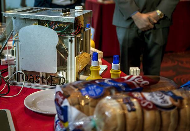 A Toast.ER by students from the UNLV Howard R. Hughes College of Engineering is displayed at the Fall 2017 Fred and Harriet Cox Senior Design Competition on Thursday, Dec. 7, 2017.