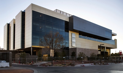 Exterior of UNLV's William F. Harrah College of Hospitality's new building called Hospitality Hall on Thursday, Dec. 21, 2017.