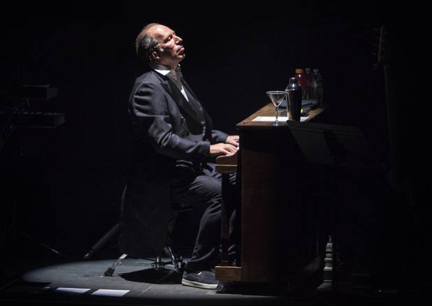 Hans Zimmer plays the piano during his performance with his full orchestra at the Park Theater in the Monte Carlo on Friday, April 21, 2017.