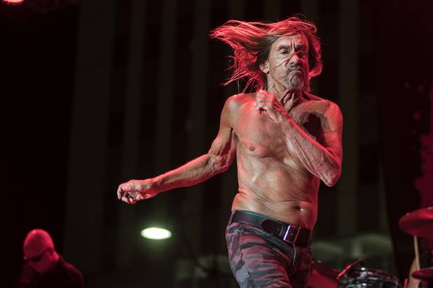 Iggy Pop struts about the stage while performing during Punk Rock Bowling at the Downtown Events Center on Saturday, May 27, 2017.
