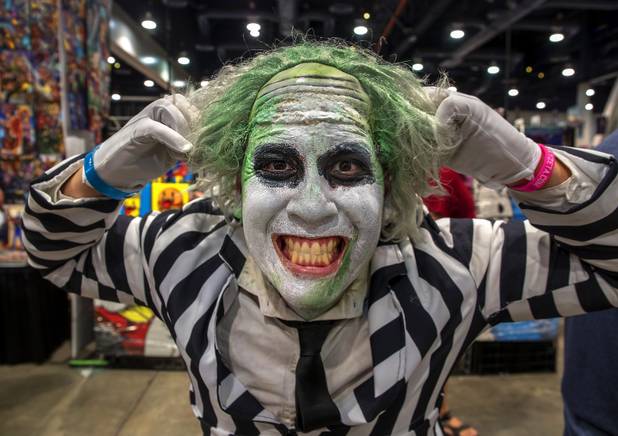 Beetlejuice gets all wigged out during the Amazing Las Vegas Comic Con at the Las Vegas Convention Center on Friday, June 23, 2017.