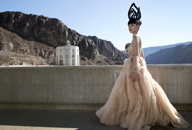 Fashion show producer and model Jessica Minh Anh walks the runway during the J Summer Fashion Show on Hoover Dam Monday, June 26, 2017.