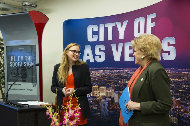 Soofa CEO Sandra Richter and Las Vegas Mayor Carolyn Goodman ...