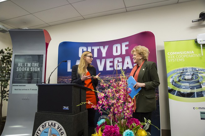 Soofa CEO Sandra Richter and Las Vegas Mayor Carolyn Goodman ...
