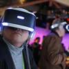 People look through Sony PlayStation VR headsets after a Sony news conference at CES International, Monday, Jan. 8, 2018, in Las Vegas. (AP Photo/John Locher)