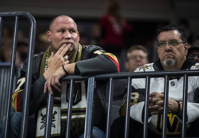 Vegas Golden Knights fans are not pleased as the Edmonton Oilers take the lead during their game at the T-Mobile Arena on Saturday, Jan. 13, 2018.  L.E. Baskow