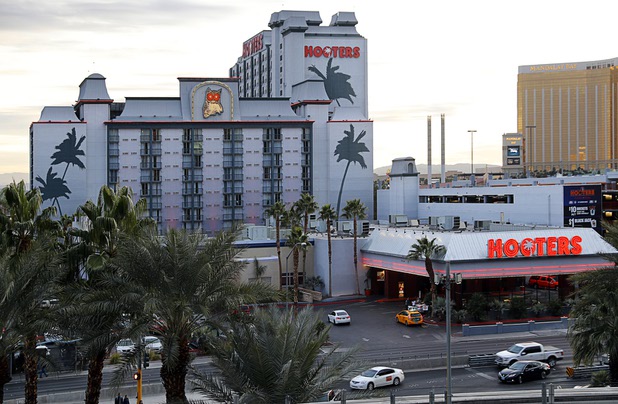 An exterior view of Hooters on Tropicana Avenue near the Las Vegas Strip Dec. 26, 2017.