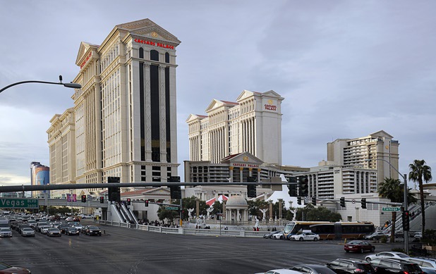 An exterior view of Caesars Palace on the Las Vegas Strip Dec. 26, 2017.