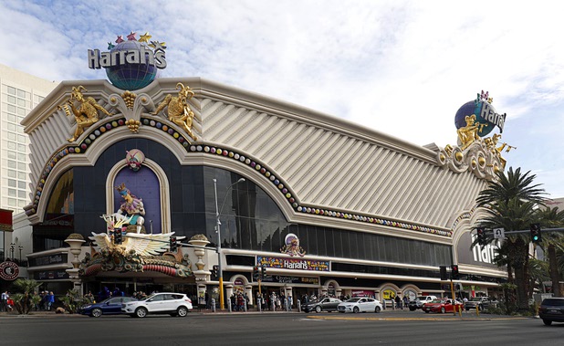 An exterior view of Harrah's on the Las Vegas Strip Dec. 26, 2017.