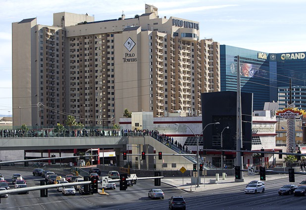 An exterior view of Polo Towers on the Las Vegas Strip Dec. 26, 2017.
