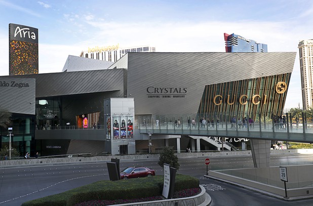 An exterior view of the Crystals retail mall on the Las Vegas Strip Dec. 26, 2017.