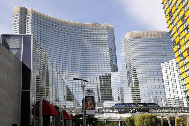 An exterior view of Aria on the Las Vegas Strip Dec. 26, 2017.