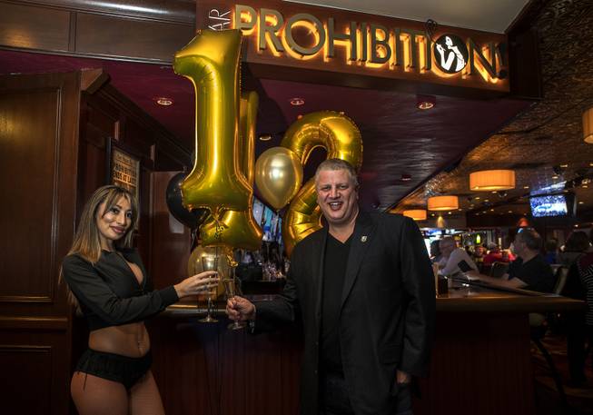 Owner Derek Stevens celebrates the Golden Gate Hotel & Casino's 112th year anniversary at the casino Saturday, Jan. 13, 2018.