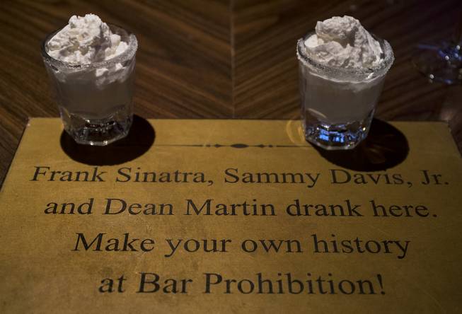 Birthday Cake shots are shown at the Prohibition Bar as the Golden Gate celebrates their 112th year anniversary on Saturday, Jan. 13, 2018.