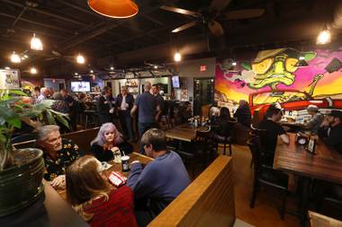 A view of a dining area during a cocktail get-together with members of the marijuana industry at Cheba Hut, a marijuana-themed sandwich shop and bar, at Sahara Avenue and Rainbow Boulevard, Thursday, Jan. 18, 2018.