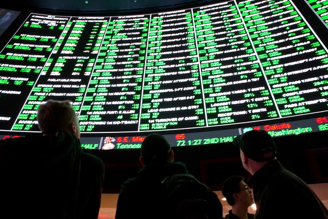 Super Bowl prop bets are posted at the Westgate Superbook, ...