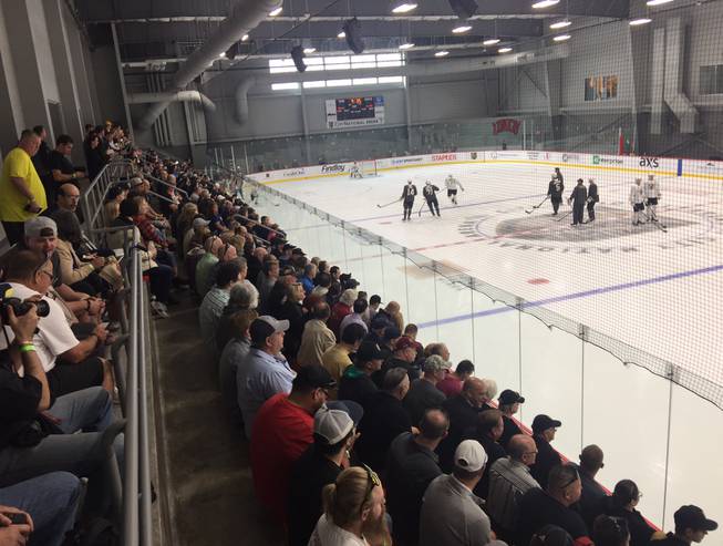 Vegas Golden Knights fans observe practice at City National Arena in Summerlin.