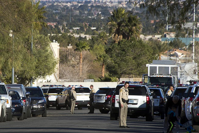 Las Vegas Metro Police are shown on Atwood Avenue near ...