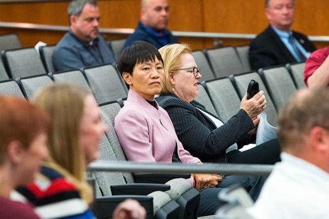 Former North Las Vegas City Manager Qiong Liu appears at a city council meeting Wednesday, Feb. 7, 2018.