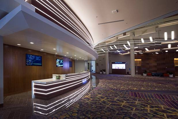 A reception desk is shown on Level Two by the Mariposa Ballroom during a tour of the new Aria East Convention Center Thursday, Feb. 15, 2018. The new $170 million addition adds 200,000 sq. ft. of convention space.