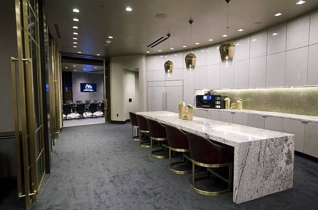 A pantry is shown in the Cypress Executive Lounge during a tour of the new Aria East Convention Center Thursday, Feb. 15, 2018. The new $170 million addition adds 200,000 sq. ft. of convention space.