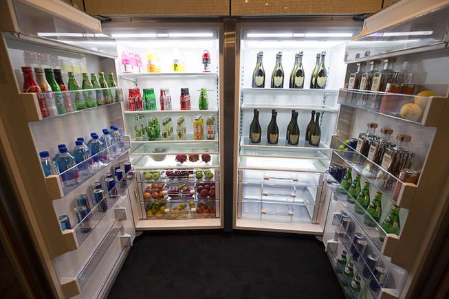 A display of drinks in the Cypress Executive Lounge, part of the new Aria East Convention Center Thursday, Feb. 15, 2018. The new $170 million addition adds 200,000 sq. ft. of convention space.
