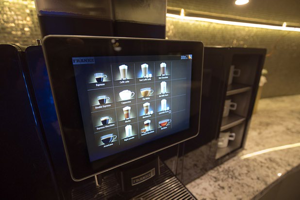 An automated coffee barista is shown in the pantry of the Cypress Executive Lounge during a tour of the new Aria East Convention Center Thursday, Feb. 15, 2018. The new $170 million addition adds 200,000 sq. ft. of convention space.