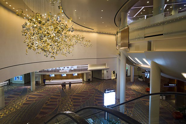 A view of the second level of Aria's new East Convention Center Thursday, Feb. 15, 2018. The $170 million addition adds 200,000 square feet of convention space at the MGM Resorts property.