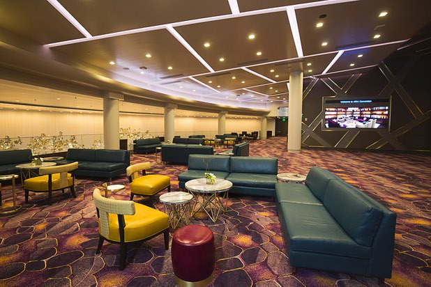 A lounge is shown outside the Primrose Ballroom on Level Three during a tour of the new Aria East Convention Center Thursday, Feb. 15, 2018. The new $170 million addition adds 200,000 sq. ft. of convention space.