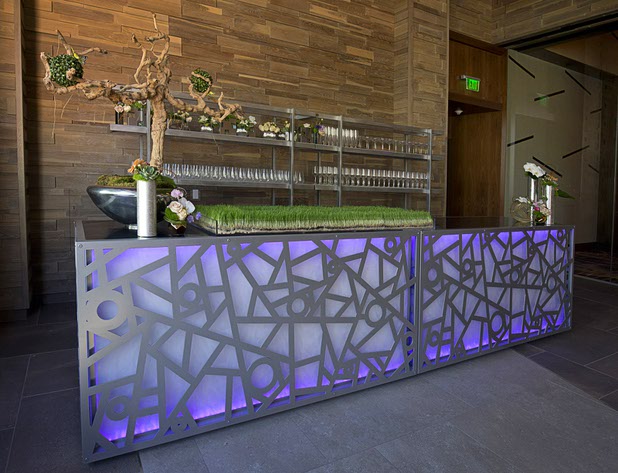 A bar is shown on the East Primrose Veranda in the new Aria East Convention Center Thursday, Feb. 15, 2018. The new $170 million addition adds 200,000 sq. ft. of convention space.