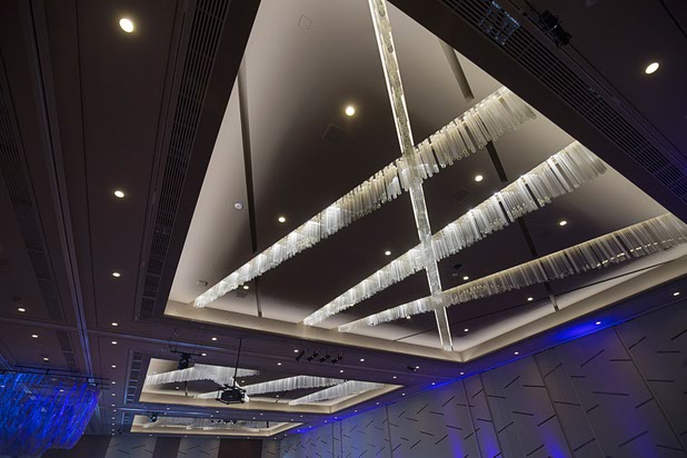 A view of lighting fixtures in the Primrose Ballroom during a tour of the new Aria East Convention Center Thursday, Feb. 15, 2018. The new $170 million addition adds 200,000 sq. ft. of convention space.