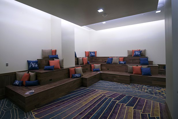 A view of the Willow Lounge adjacent to meeting rooms in the new Aria East Convention Center Thursday, Feb. 15, 2018. The new $170 million addition adds 200,000 sq. ft. of convention space.