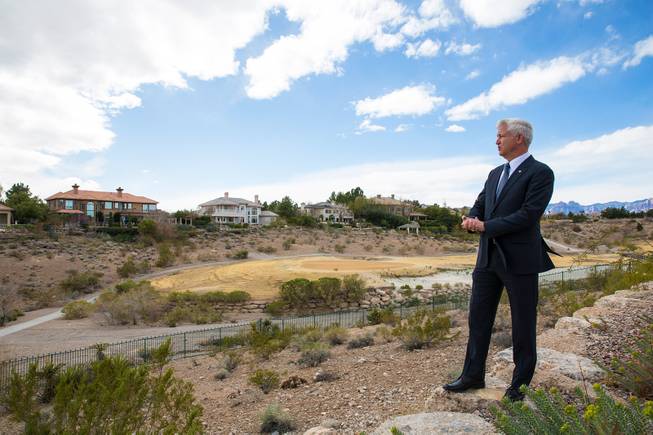 Councilman Steve Seroka fronts the former Badlands Golf Course, which is surrounded by the Queensridge master-planned community, Monday, Feb. 19, 2018.