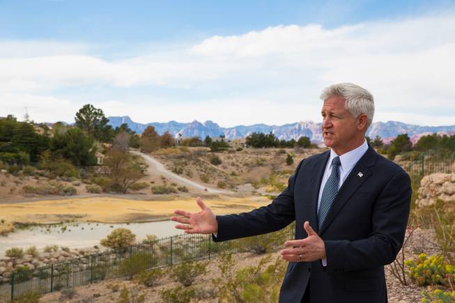 Councilman Steve Seroka is shown at the site of the defunct Badlands Golf Course, surrounded by the Queensridge community, Monday, Feb. 19, 2018.
