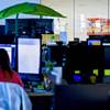 Work stations for researchers outside Overstock chief executive Patrick Byrne's office, in background, at the company's headquarters in Midvale, Utah, Feb. 12, 2018. A growing number of tech companies are moving research labs and other far-reaching engineering efforts closer to the boss: a clear statement of priorities. 
