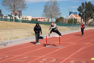 UNLV Women's Track & Field athlete Stella Clemens trains on hurdles Thursday March 1, 2018.