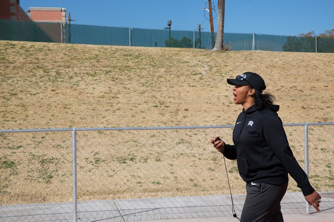 UNLV track coach Yvonne Wade delivers words of encouragement during ...
