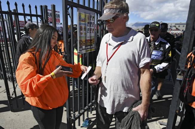 Tickets are scanned at the entrance gate before the Monster Energy NASCAR Cup Series Pennzoil 400 Sunday, March 4, 2018, at the Las Vegas Motor Speedway.