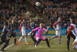 Las Vegas Lights FC goalkeeper Angel Alvarez made his professional soccer debut on Feb. 13 in a preseason game against the Vancouver Whitecaps.