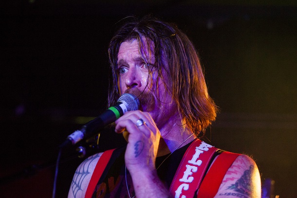 The Eagles of Death Metal perform a secret show at the Bunkhouse as part of the Mint 400 festivities to a mixed crowd of Mint 400 fans and Neon Reverb festival goers, early morning Friday, March 9, 2018.