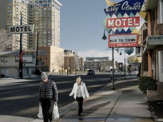 Motels on the west side of downtown Reno, Nev., March 6, 2018. Reno is among several Western cities experiencing congestion and new tensions as California residents and businesses seek more affordable locations.