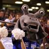 Cosmo, the Las Vegas 51s mascot, performs during the 51s' season opener against the El Paso Chihuahuas at Cashman Field Thursday, April 5, 2018.